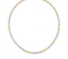 18K Gold Yellow and White Dual-Tone Sparkle Chain Necklace 5g 17.5" R4579