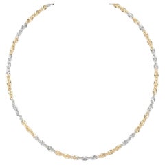 18K Gold Yellow and White Dual-Tone Sparkle Chain Necklace 5g 17.5" R4579