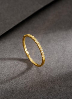 18K Gold Yellow Diamond Band Ring with Natural Diamonds