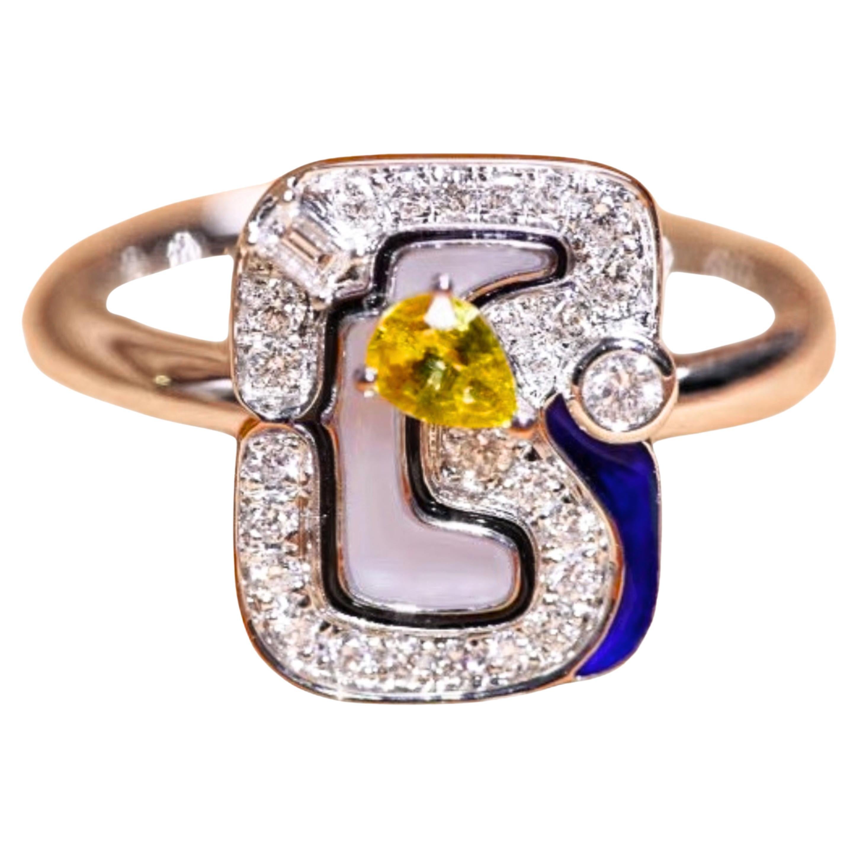 18K Gold Yellow Sapphire & Diamond Ring