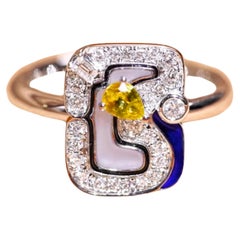 18K Gold Yellow Sapphire & Diamond Ring
