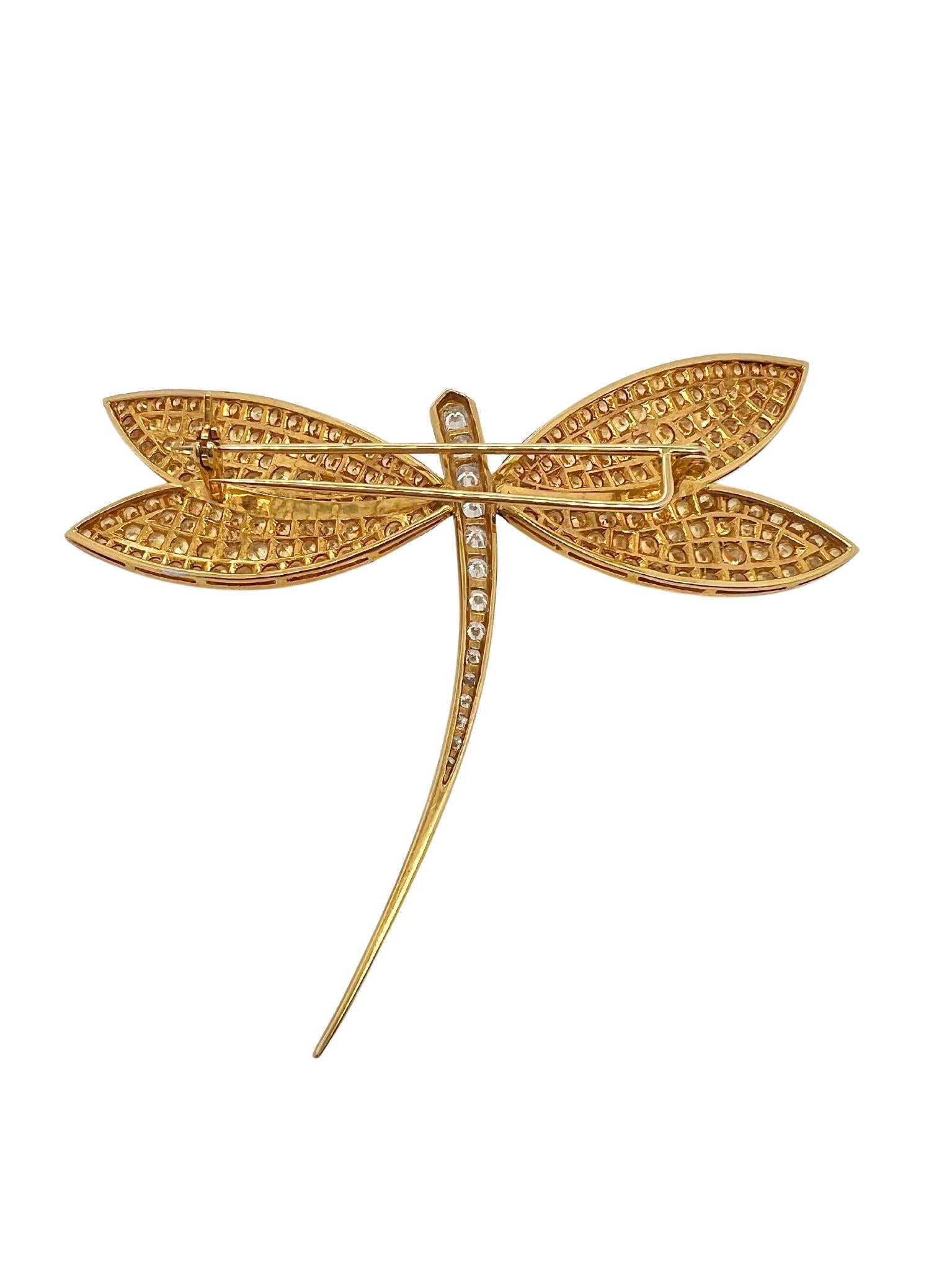 Spilla Dragonfly in oro giallo 18 carati con zaffiri e diamanti in vendita 1
