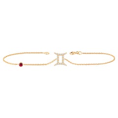 18k Gold Zodiac Gemini Diamond Bracelet with Birthstone Ruby Emerald Sapphire