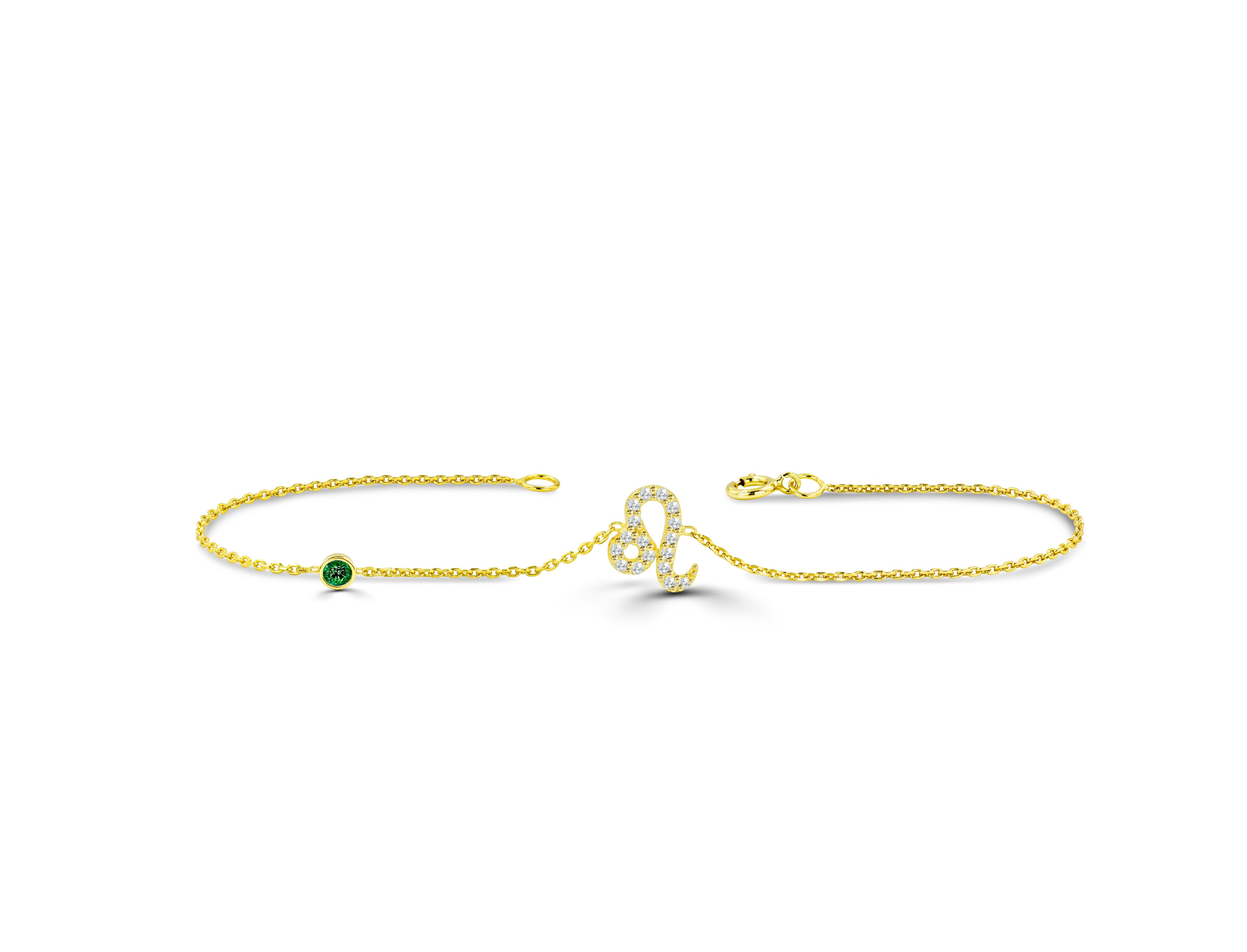 This Leo Diamond Bracelet is meant to represent you. This Zodiac sign bracelet comes with a birthstone of your choice- Ruby, Sapphire, or Emerald. Our collection of zodiac jewelry includes this stunning Diamond Leo Bracelet. All Leos out there,