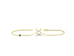 18K Gold 0.16 Ct Diamond Taurus Zodiac bracelet with Ruby Emerald sapphire stone