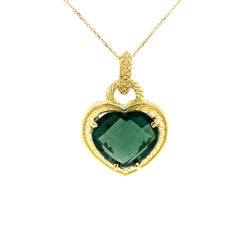 18k Green Quartz Heart Pendant Enhancer Yellow Gold