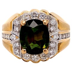 18k Green Sapphire Diamond Ring