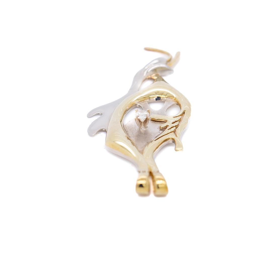 18k Green & White Gold & Diamond Pendant Necklace by Canadian Geneviève Bertrand For Sale 6