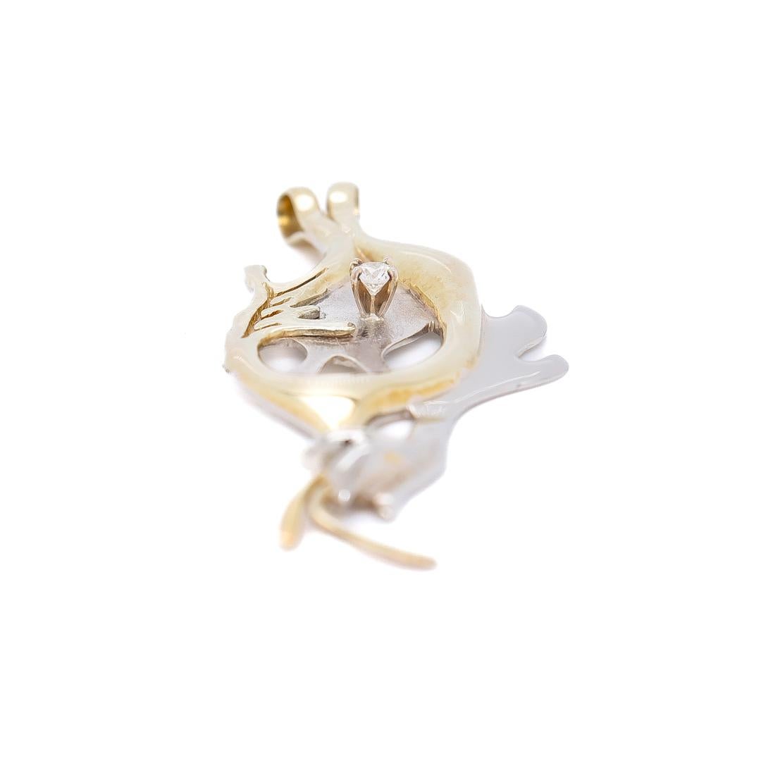 18k Green & White Gold & Diamond Pendant Necklace by Canadian Geneviève Bertrand For Sale 3