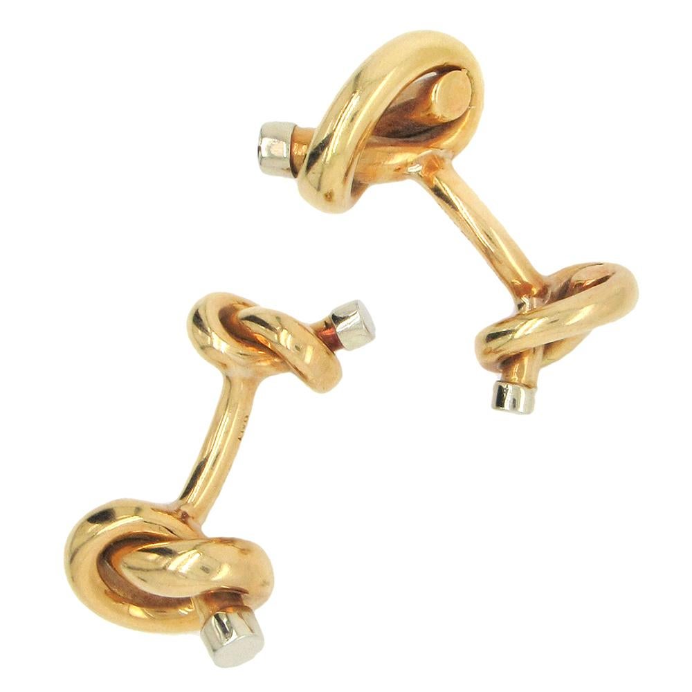 18K Gucci Knotted Cufflinks In Good Condition For Sale In New York, NY