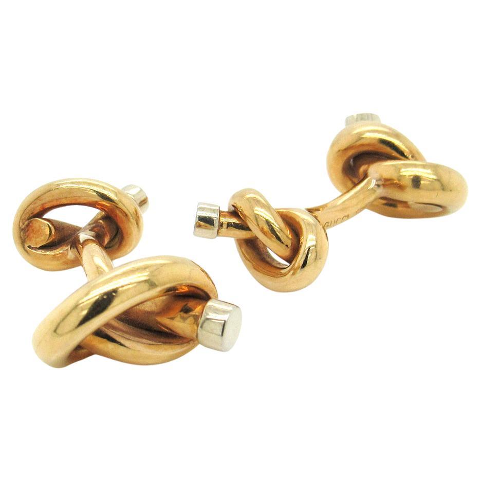 18K Gucci Knotted Cufflinks For Sale