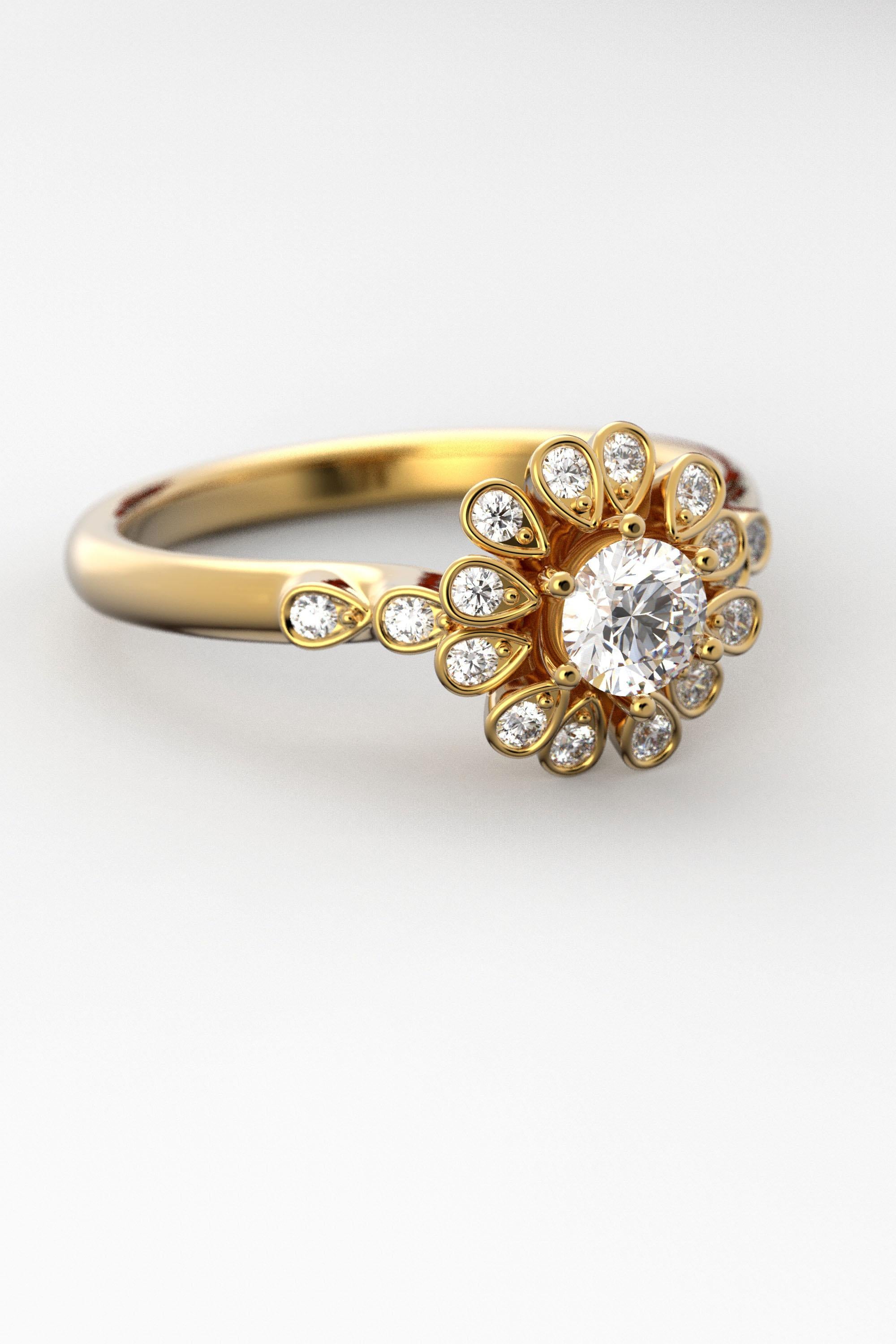 En vente :  Bague de fiançailles en diamant halo 18 carats avec diamant central certifié GIA de 0,32 carat 3