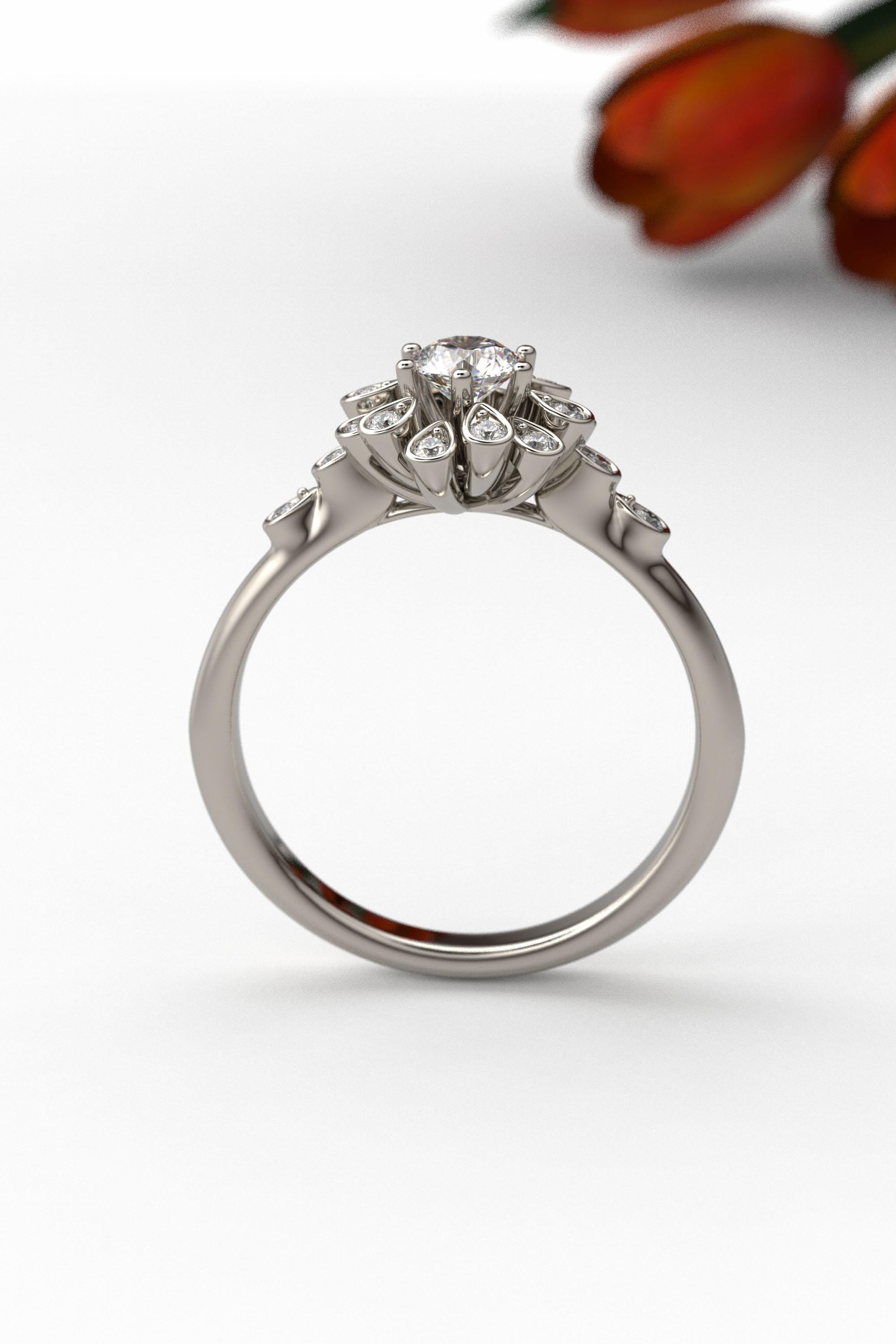 For Sale:  18k Halo Diamond Engagement Ring with 0.32 Carat GIA Certified Center Diamond 7