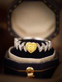 Bague cœur 18 carats avec diamants naturels jaunes