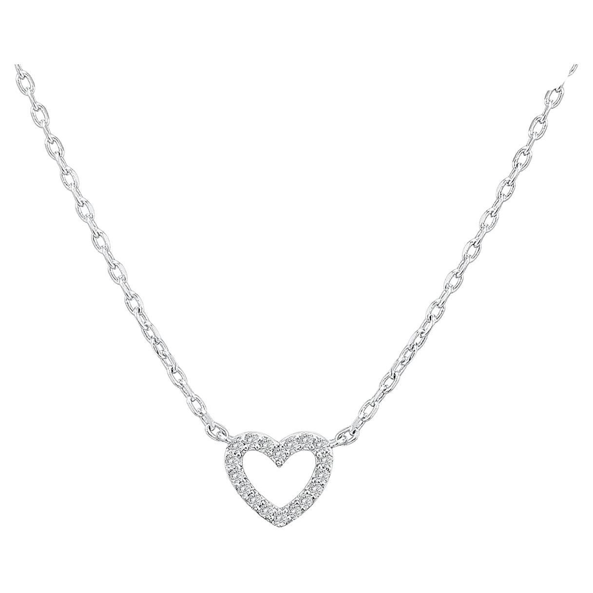 18k heart necklace with white gold and diamonds en venta