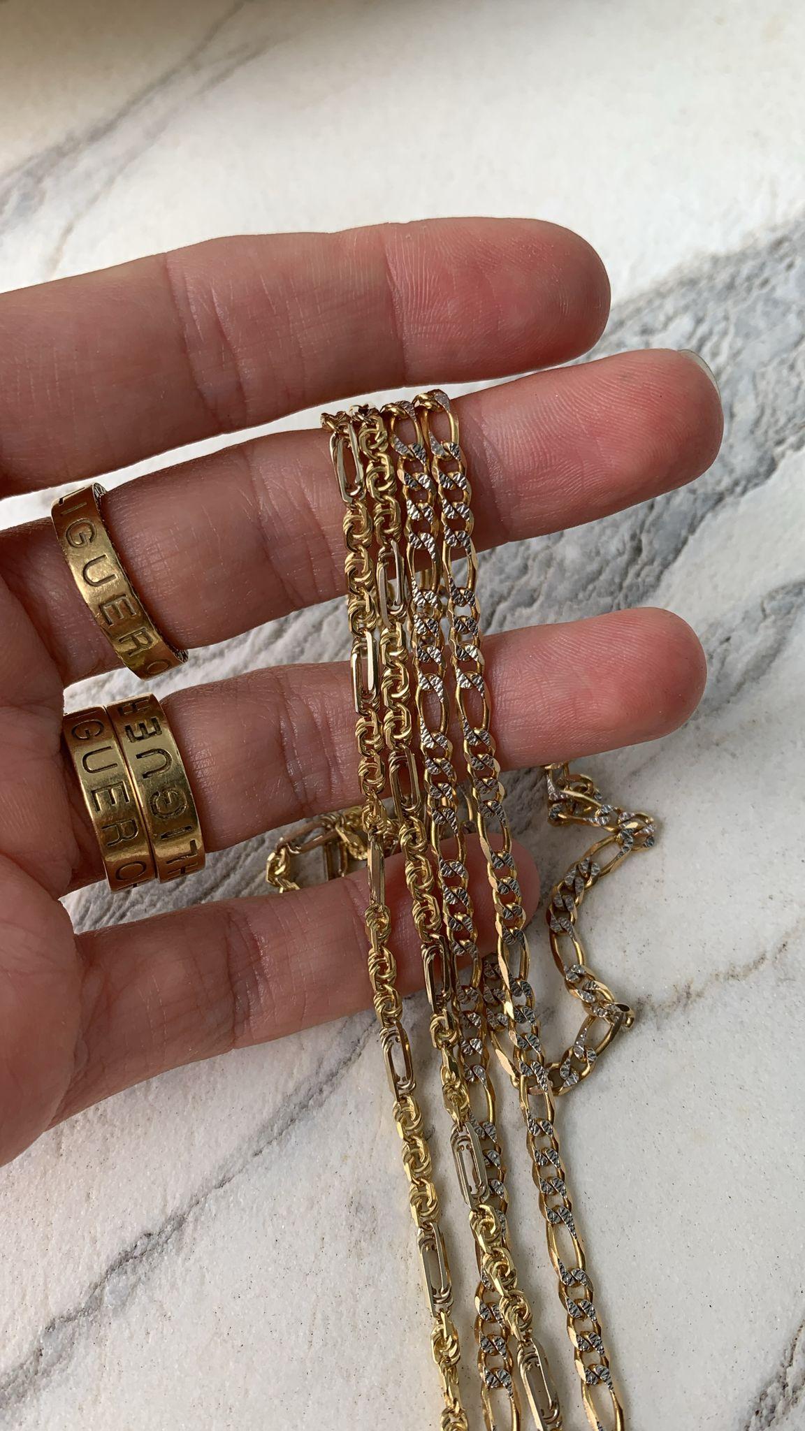 Cadena de oro amarillo de 18 quilates y oro blanco de 18 quilates, estilo fantasía pesada de dos tonos 6
