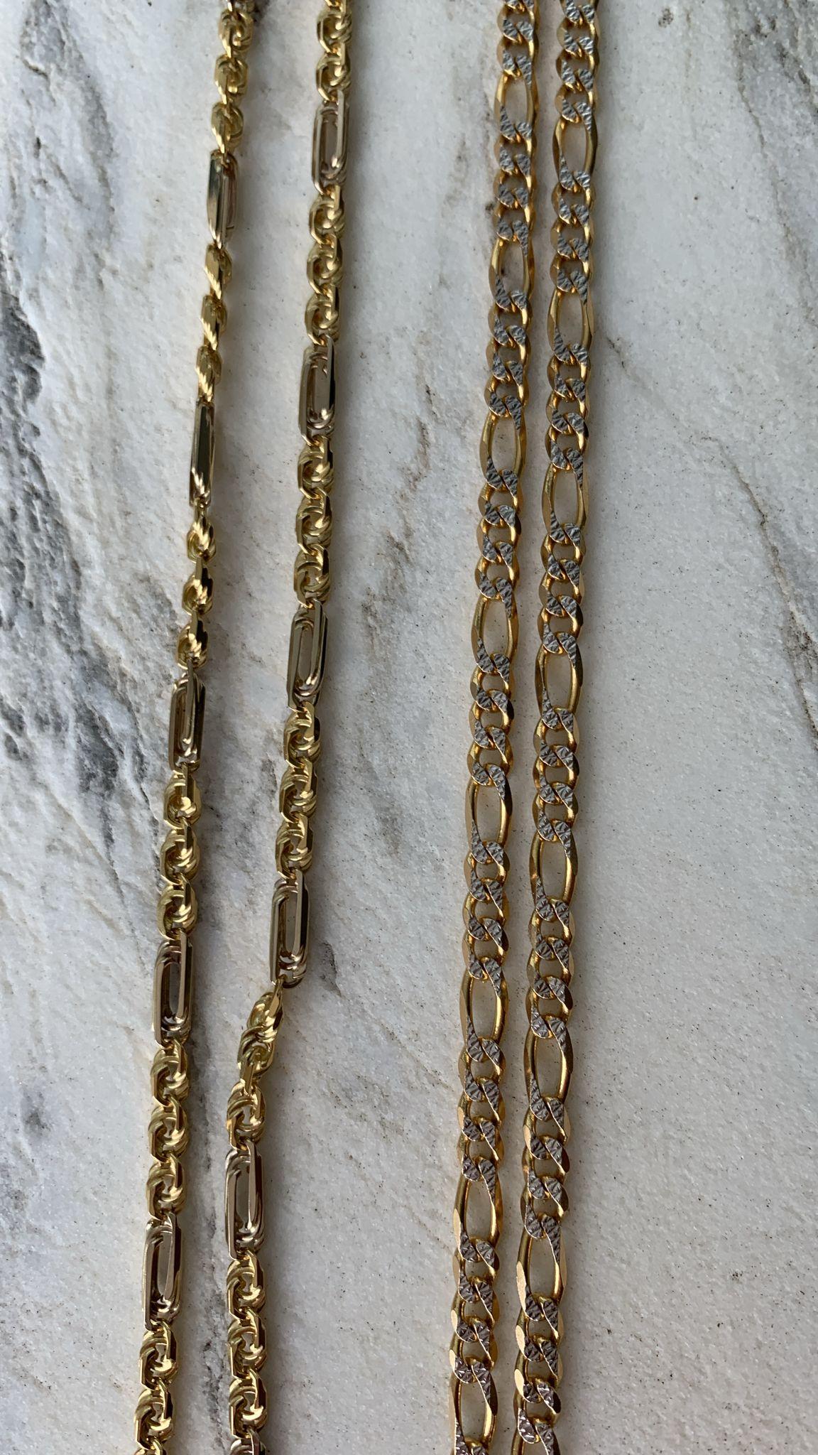 Cadena de oro amarillo de 18 quilates y oro blanco de 18 quilates, estilo fantasía pesada de dos tonos 15