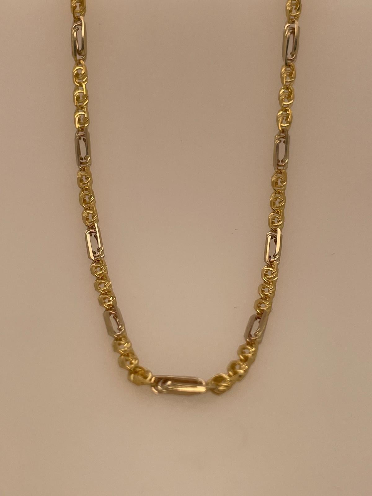 18k heavy fancy two tone style 18k yellow and 18k white gold chain  2