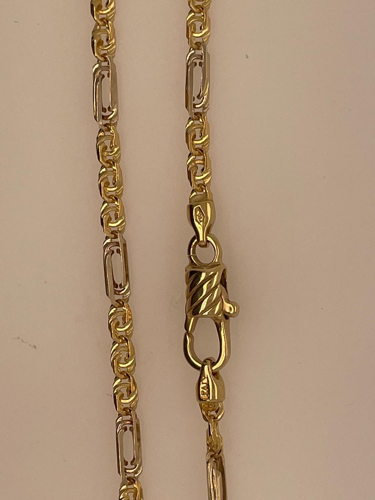18k heavy fancy two tone style 18k yellow and 18k white gold chain  4