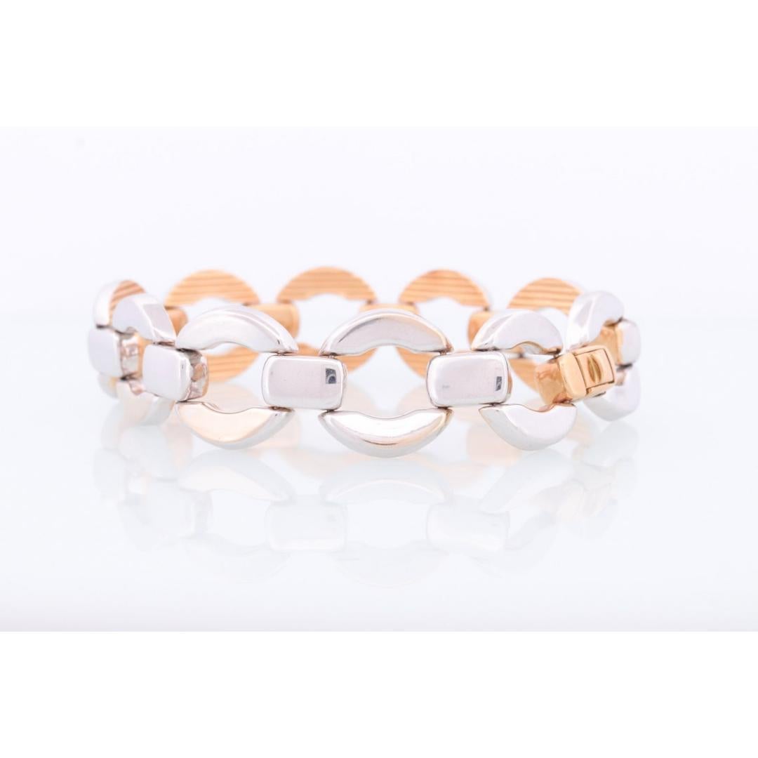Bracciale a catena pesante OTC 18K. A Link Gucci reversibile in oro giallo e bianco. In condizioni buone in vendita a Port Charlotte, FL