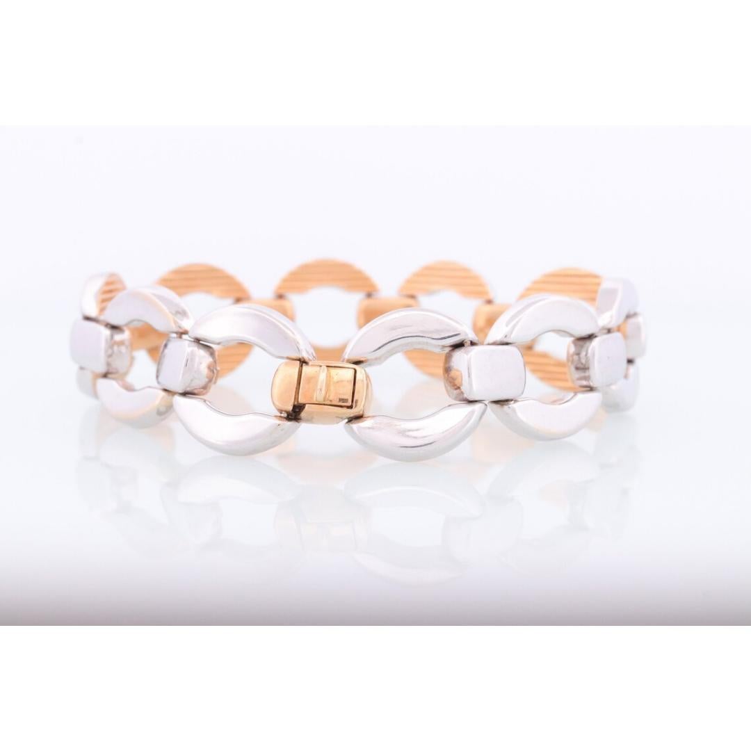 Donna Bracciale a catena pesante OTC 18K. A Link Gucci reversibile in oro giallo e bianco. in vendita