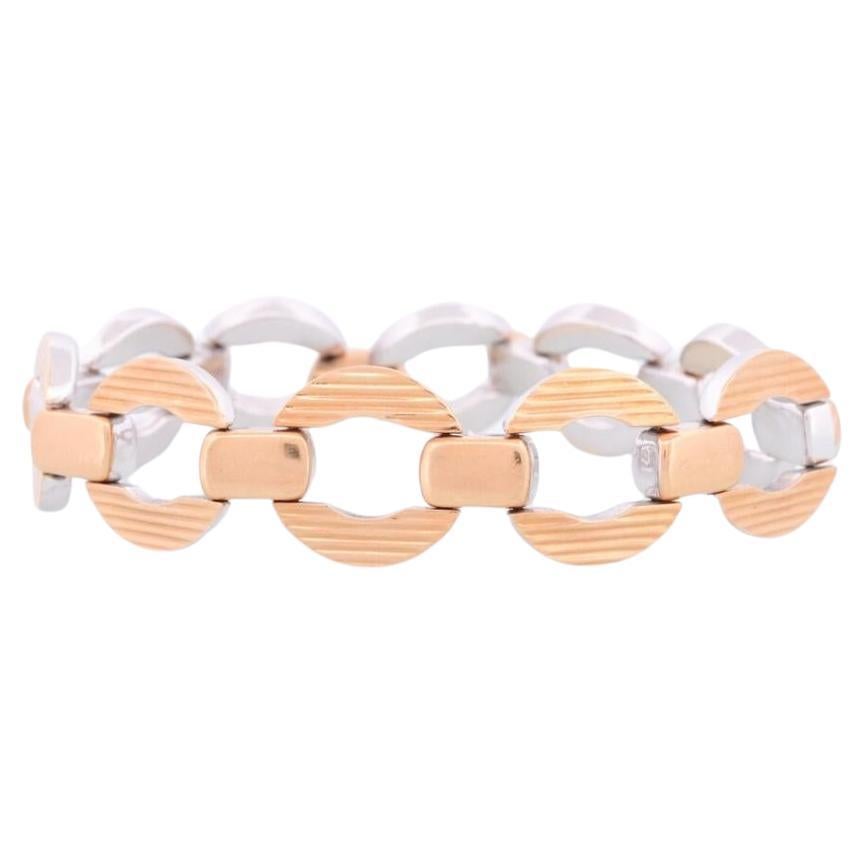 18K schweres OTC Kettenarmband. Reversible Gucci Link Gelb- und Weißgold.