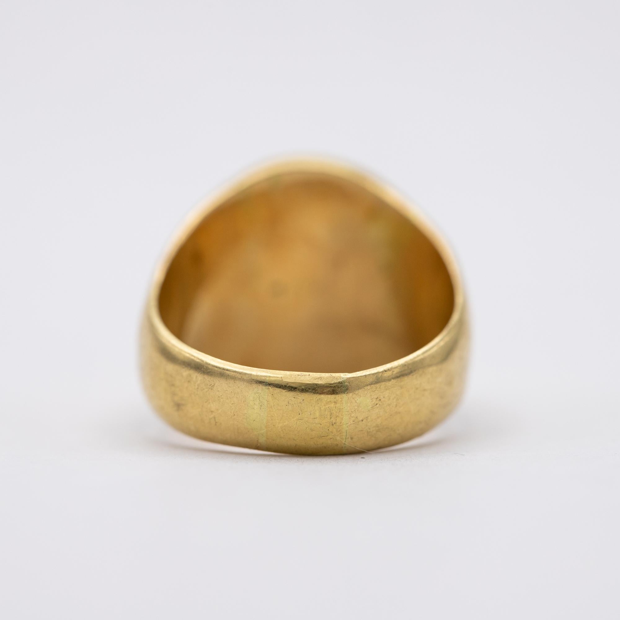 18K heavy signet ring - Intaglio ring - Patina solid gold gentleman ring 5
