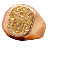 18K heavy signet ring - Patina 18 Karat solid gold gentleman Intaglio ring