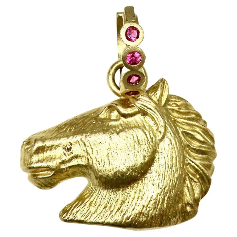 Pendentif Cheval 3D En Or Plaqué - Bijou Unisexe - Neuf Avec étiquettes