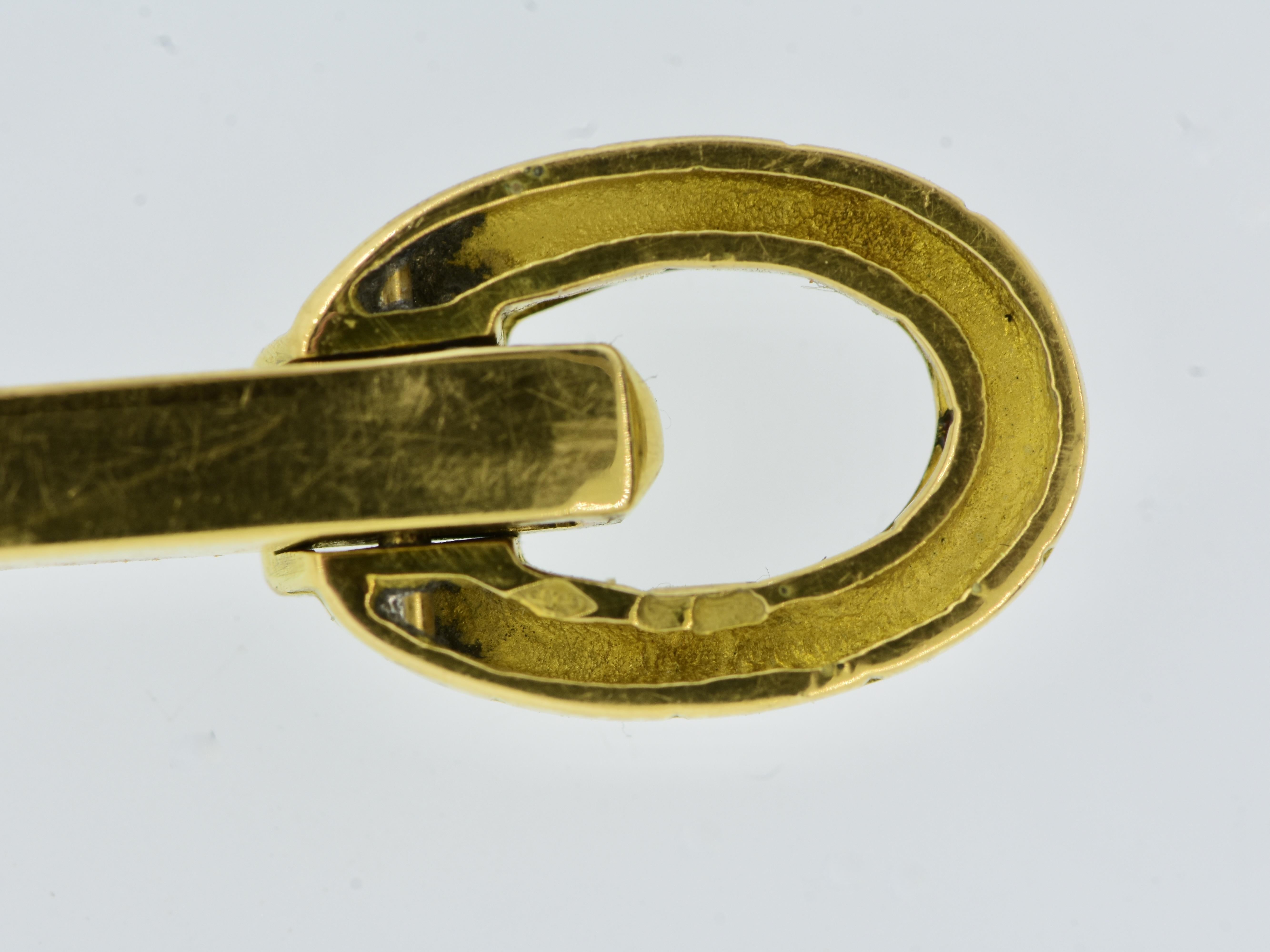 18K Hufeisen Manschettenknöpfe mit  Tiefrote Emaille, Vintage, Frühlingsmantel, Französisch. im Angebot 3