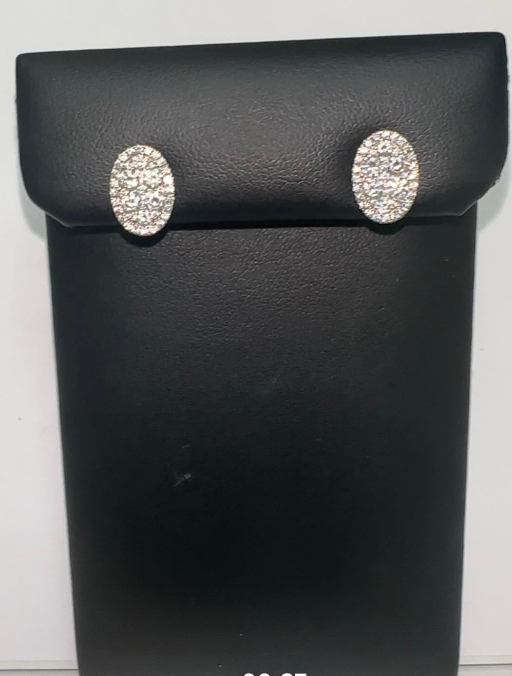 Oval Cut 18K Illusion Oval studs' earrings with Diamond For Sale