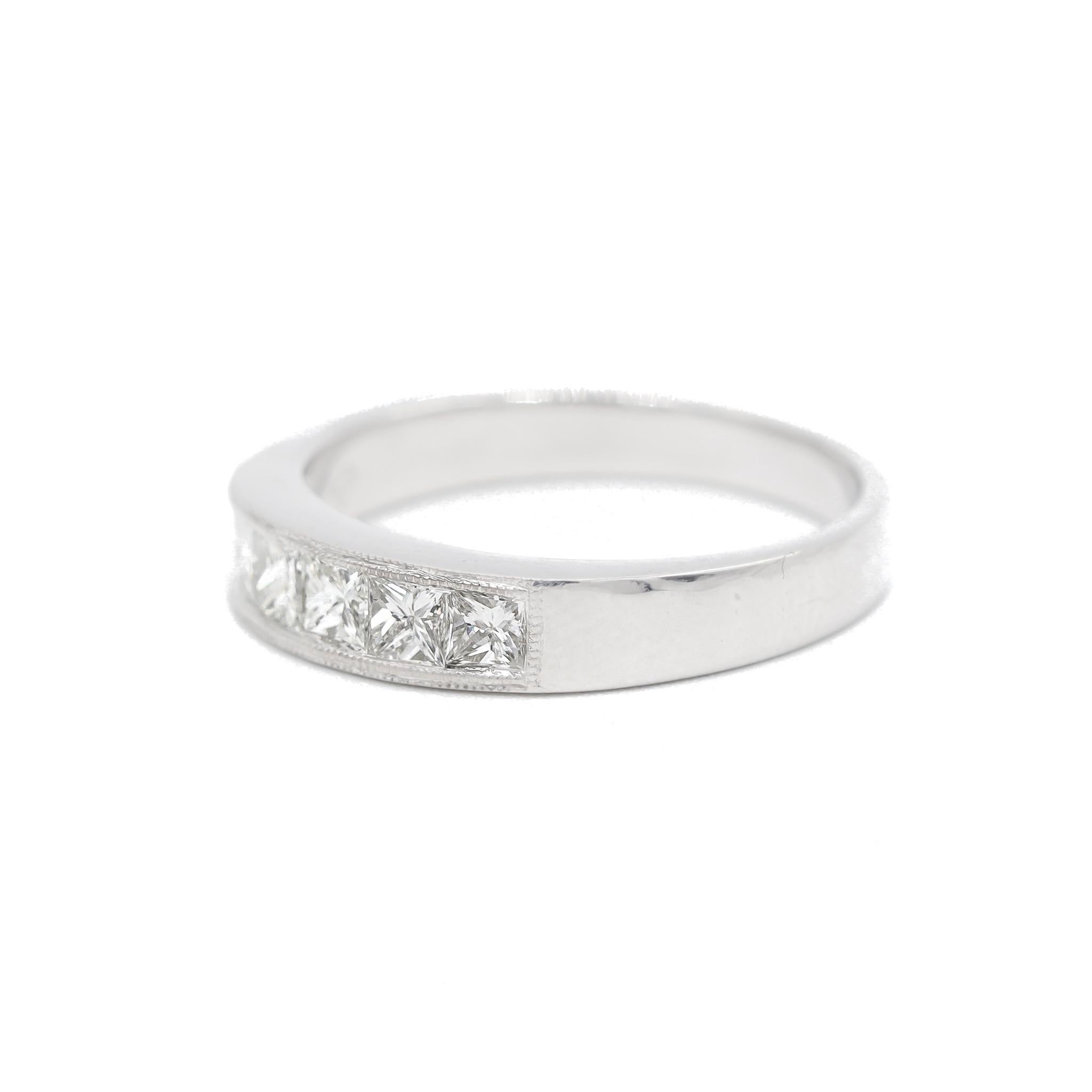 Princess Cut 18k Invisible Diamond Eternity Band