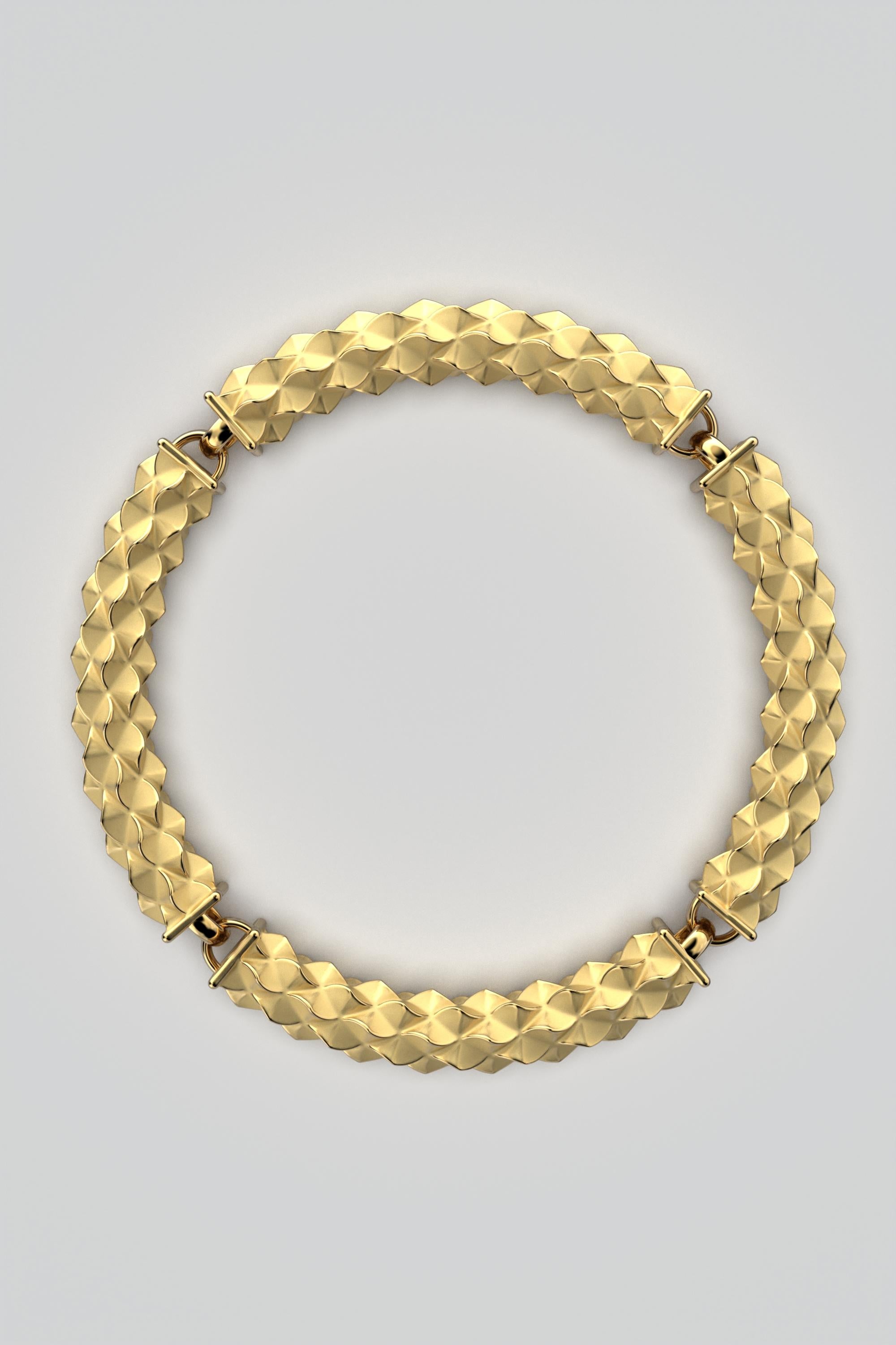 18k Italian Gold Bracelet: Custom Semi-Rigid Design by Oltremare Gioielli For Sale 2
