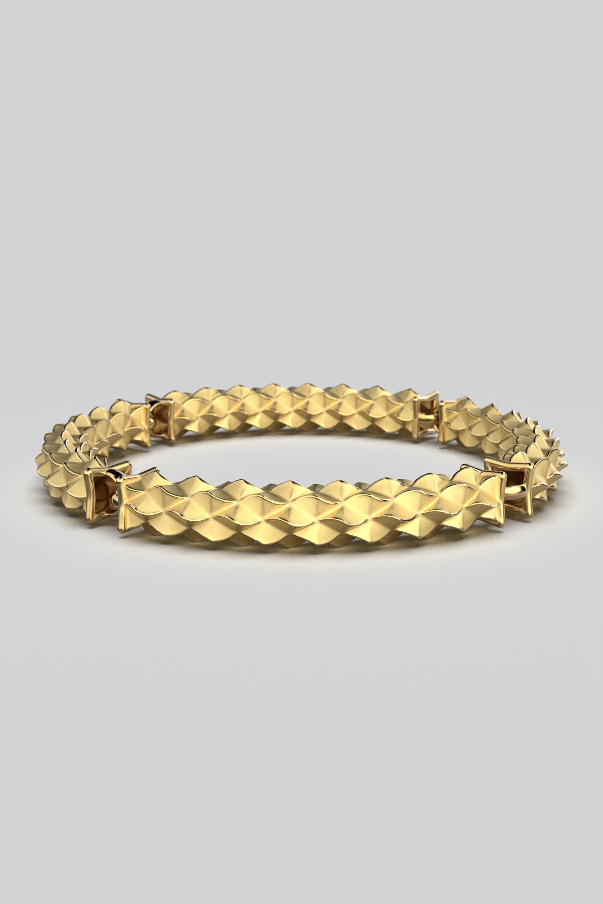 18k Italian Gold Bracelet: Custom Semi-Rigid Design by Oltremare Gioielli in vendita 3