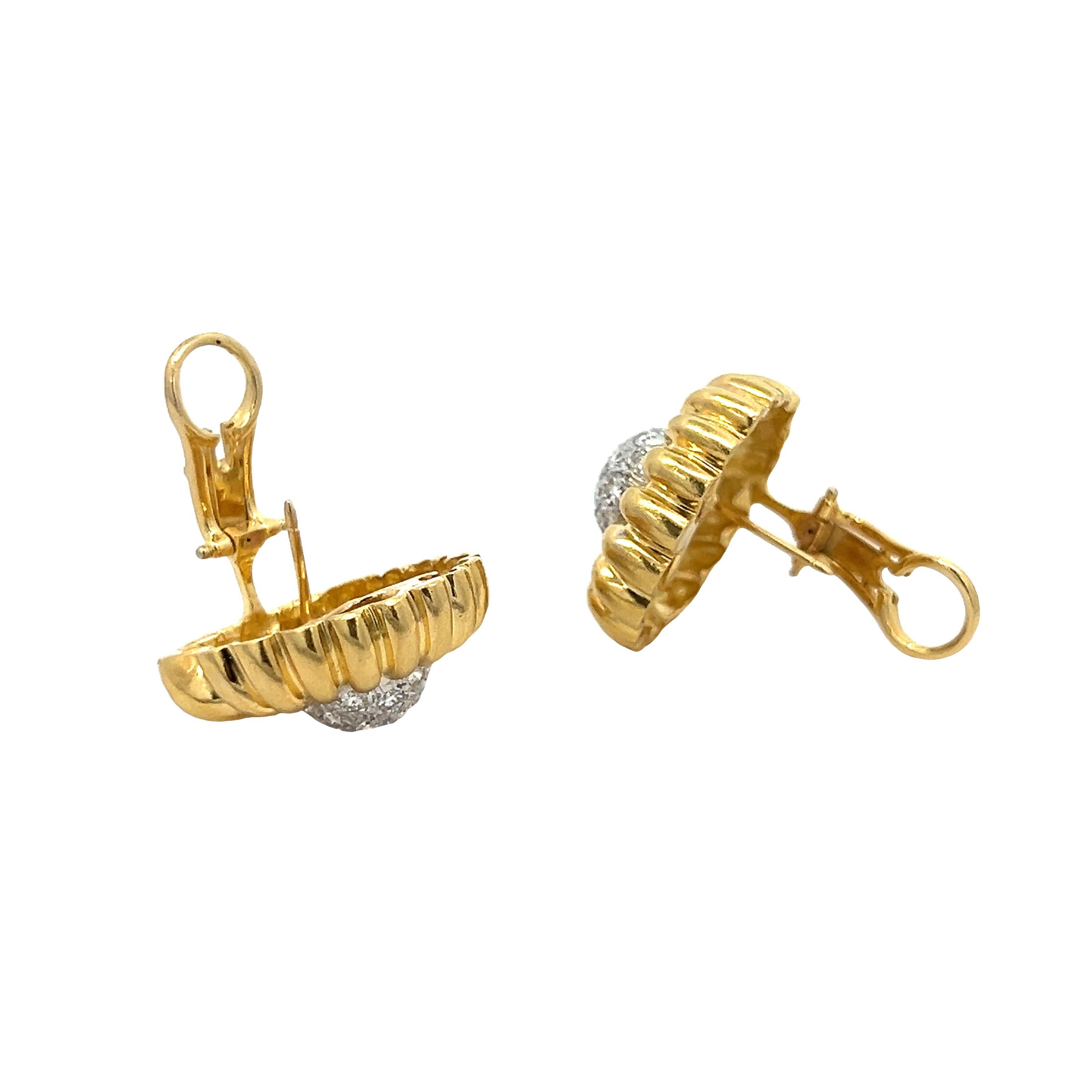 These Earrings are the Perfect Classic Style that automatically adds an Elegant Touch to any Item in your Closet.

Details:
- 1.55 Carat Weight Total Authentic High Quality Diamond (Round Cut)
- 25.2 grams, 18 Karat Italian Gold
- Tested and