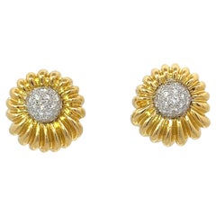 18K Italian Gold Classic Shrimp Design Clip-on Earrings with 1.55CT Diamonds 