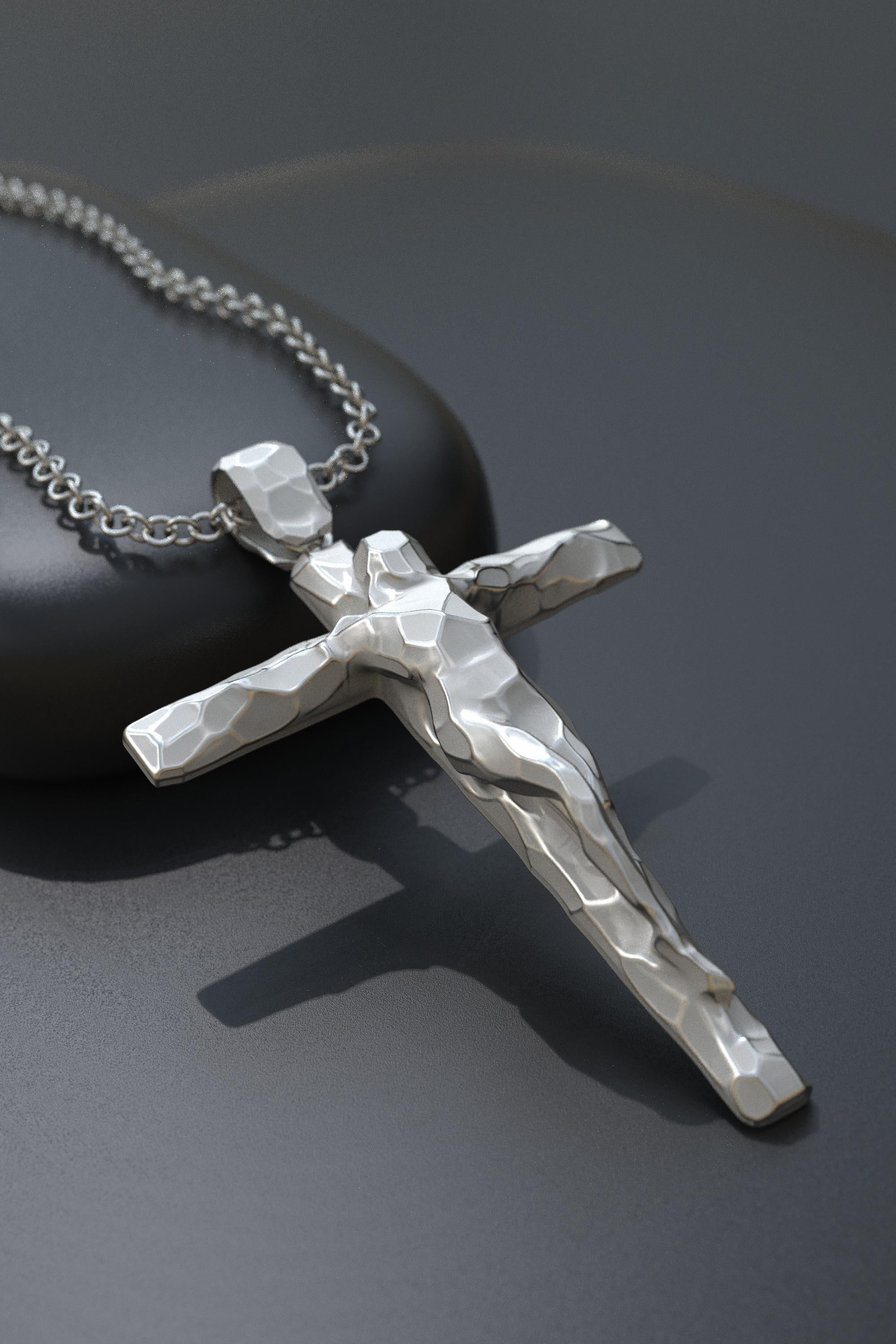 18k Italian Gold Crucifix Pendant Necklace for Men, only made to order. For Sale 4