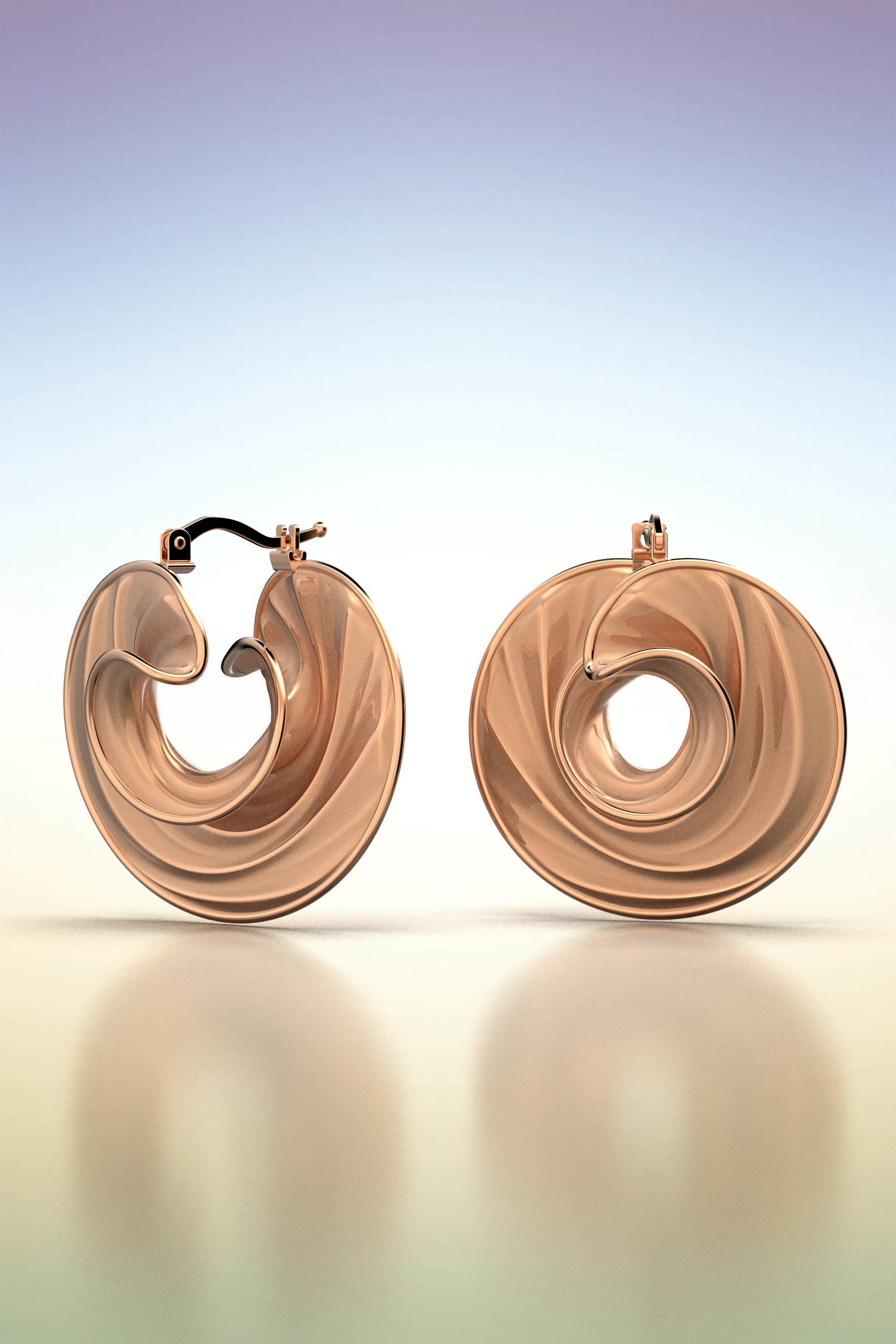 18k Italian Gold Hoop Earrings Made to order by Oltremare Gioielli | Italy For Sale 1
