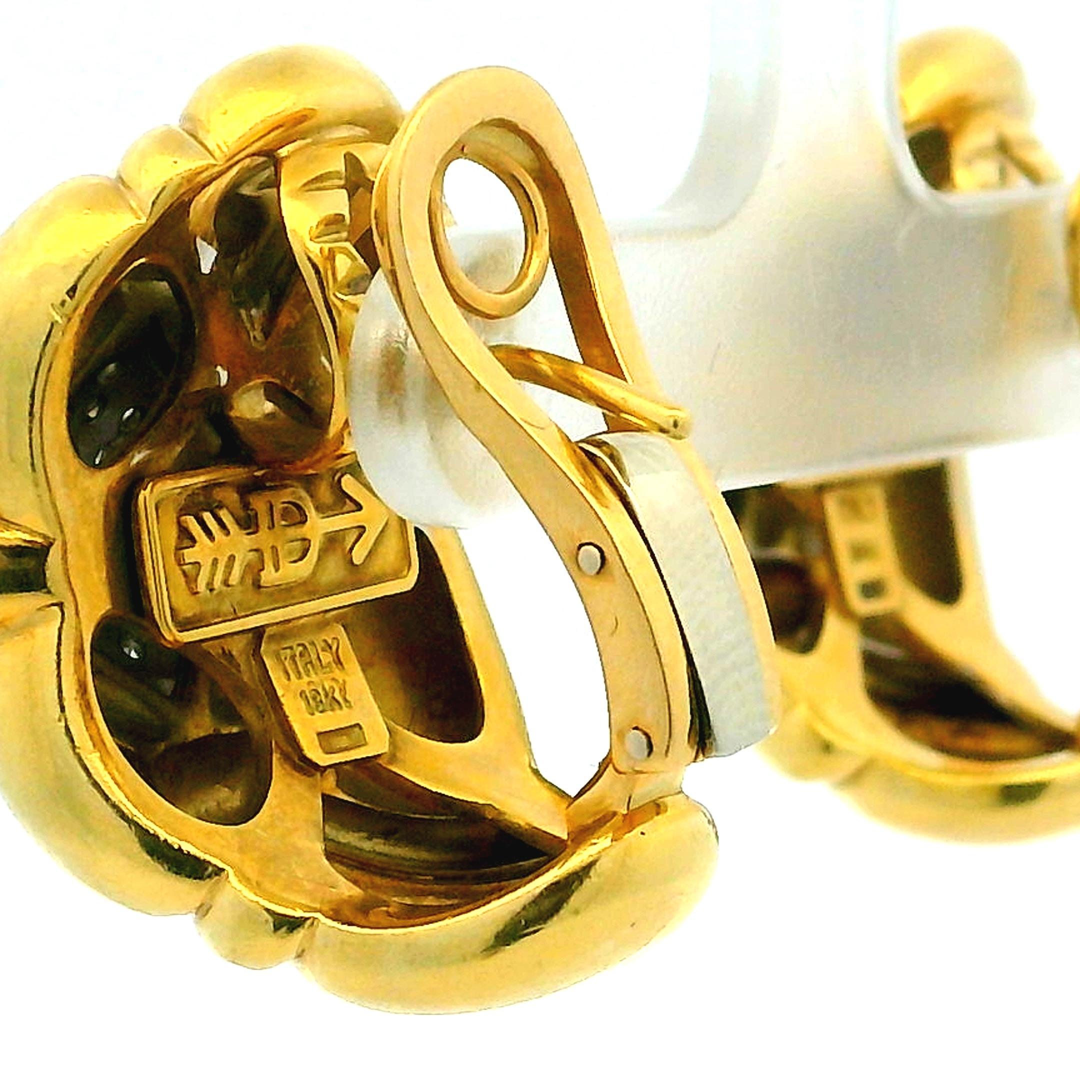 Orecchini a soffietto in oro italiano 18 carati con pavé di diamanti, Atelier D'Angelo, anni '90 in vendita 6