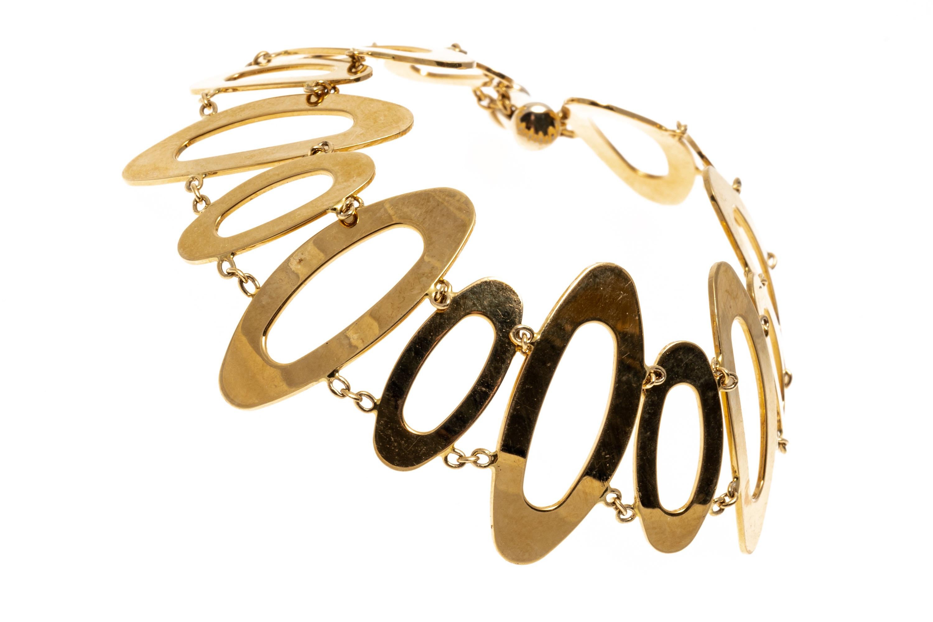 Rétro Bracelet à maillons ovales en or jaune 18 carats de style rétro épais et rétro en vente