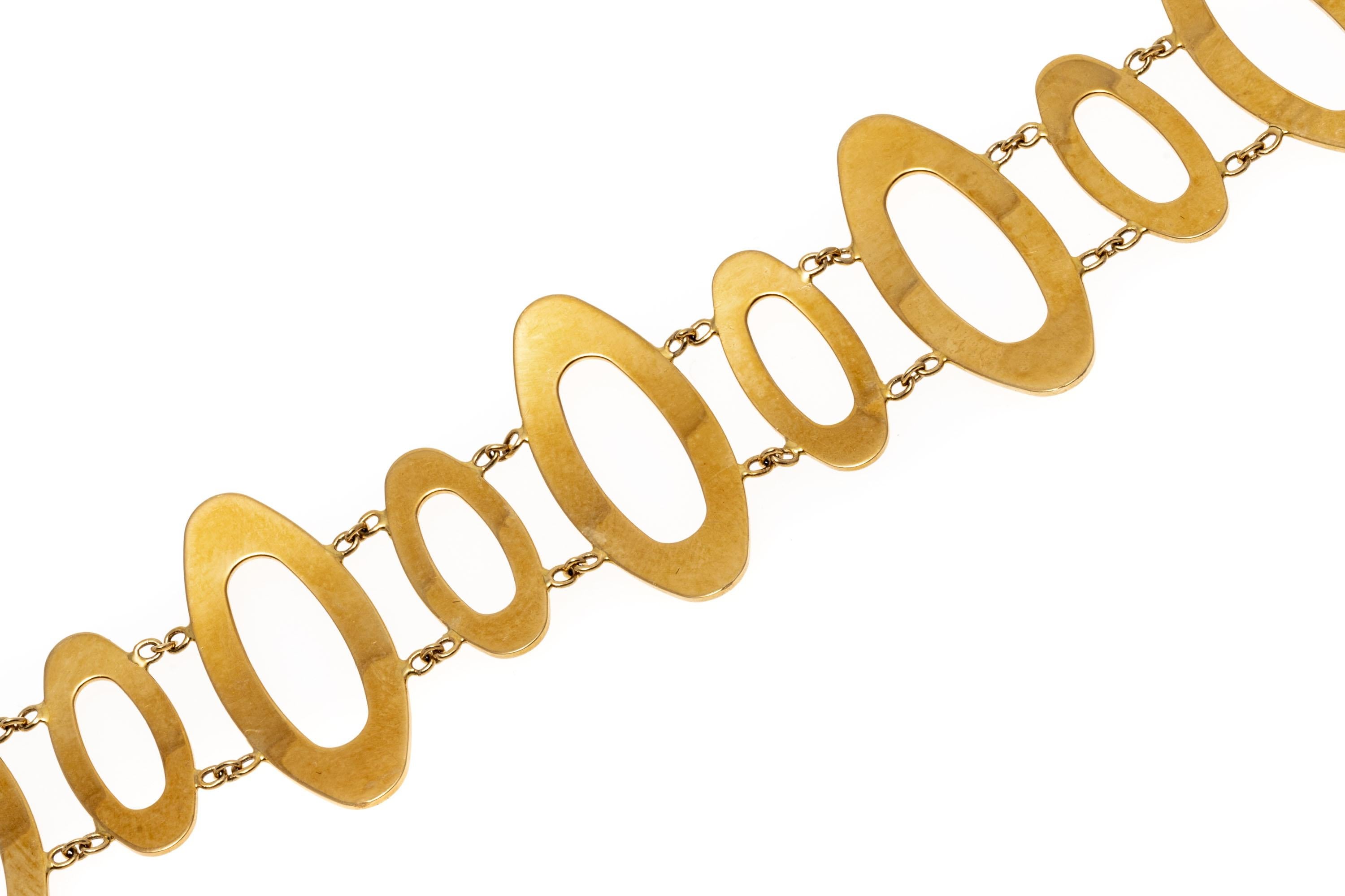 Bracelet à maillons ovales en or jaune 18 carats de style rétro épais et rétro en vente 1