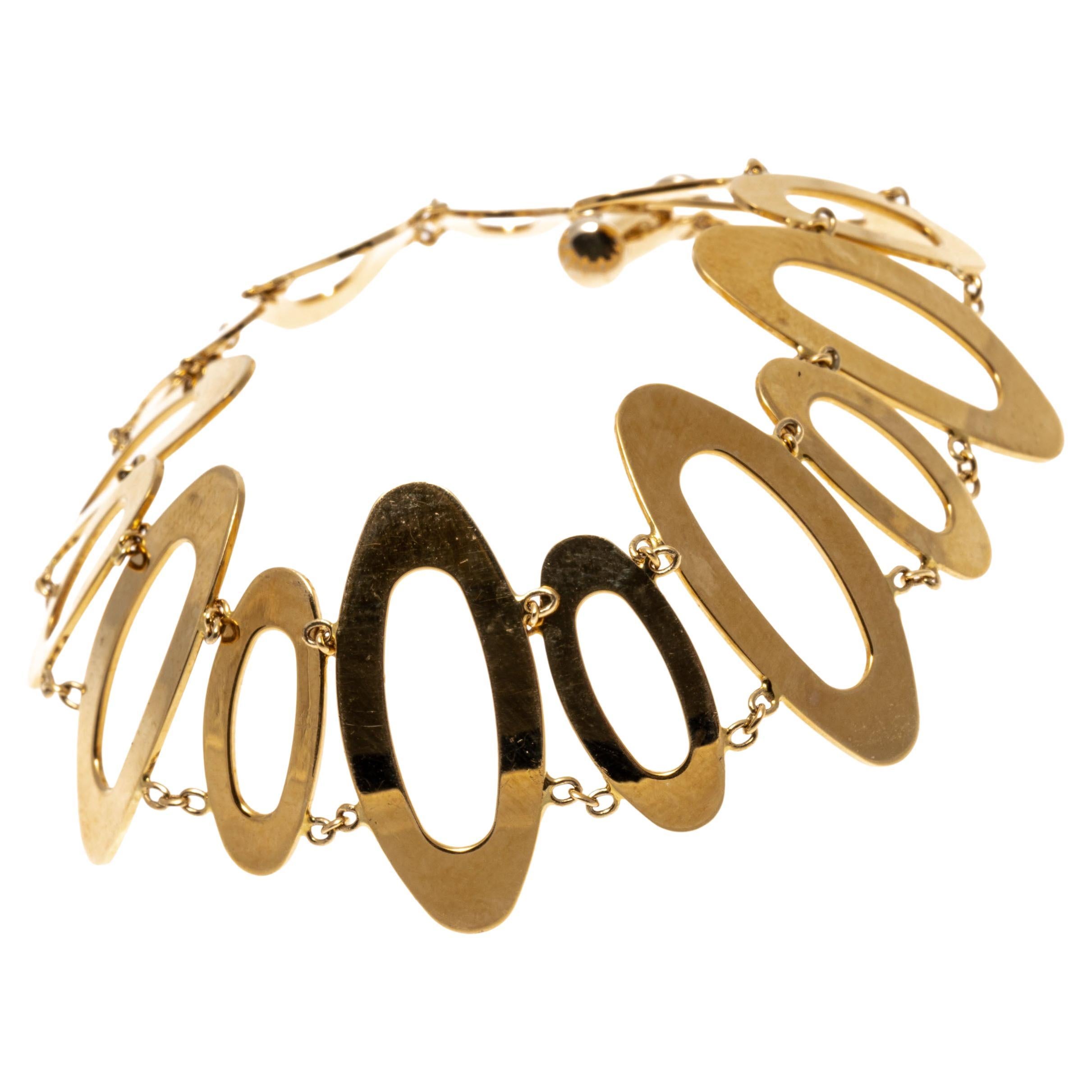 Bracelet à maillons ovales en or jaune 18 carats de style rétro épais et rétro