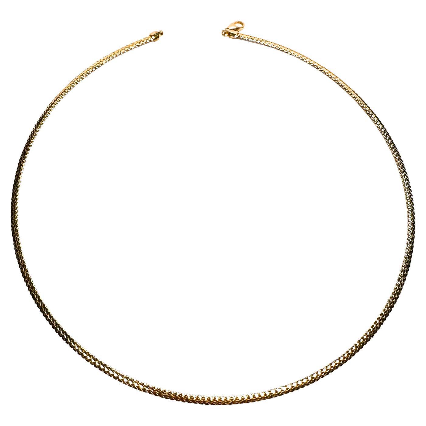 Omega Chain Pattern 18k Italian Yellow Gold and White Gold Reversible Omega Necklace For ...