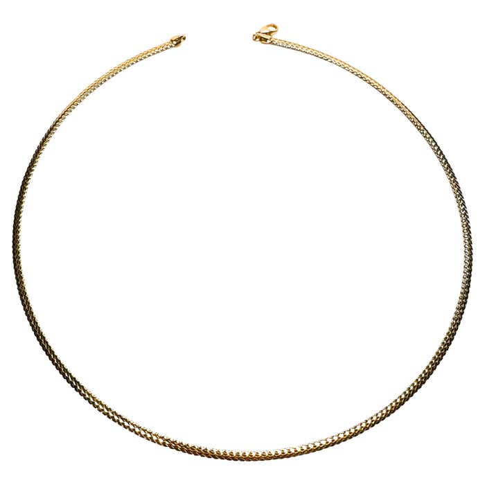 Omega Chain Pattern 18k Italian Yellow Gold and White Gold Reversible Omega Necklace For ...