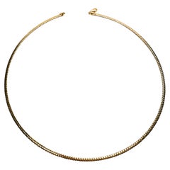 18k Italian Yellow Gold and White Gold Reversible Omega Necklace