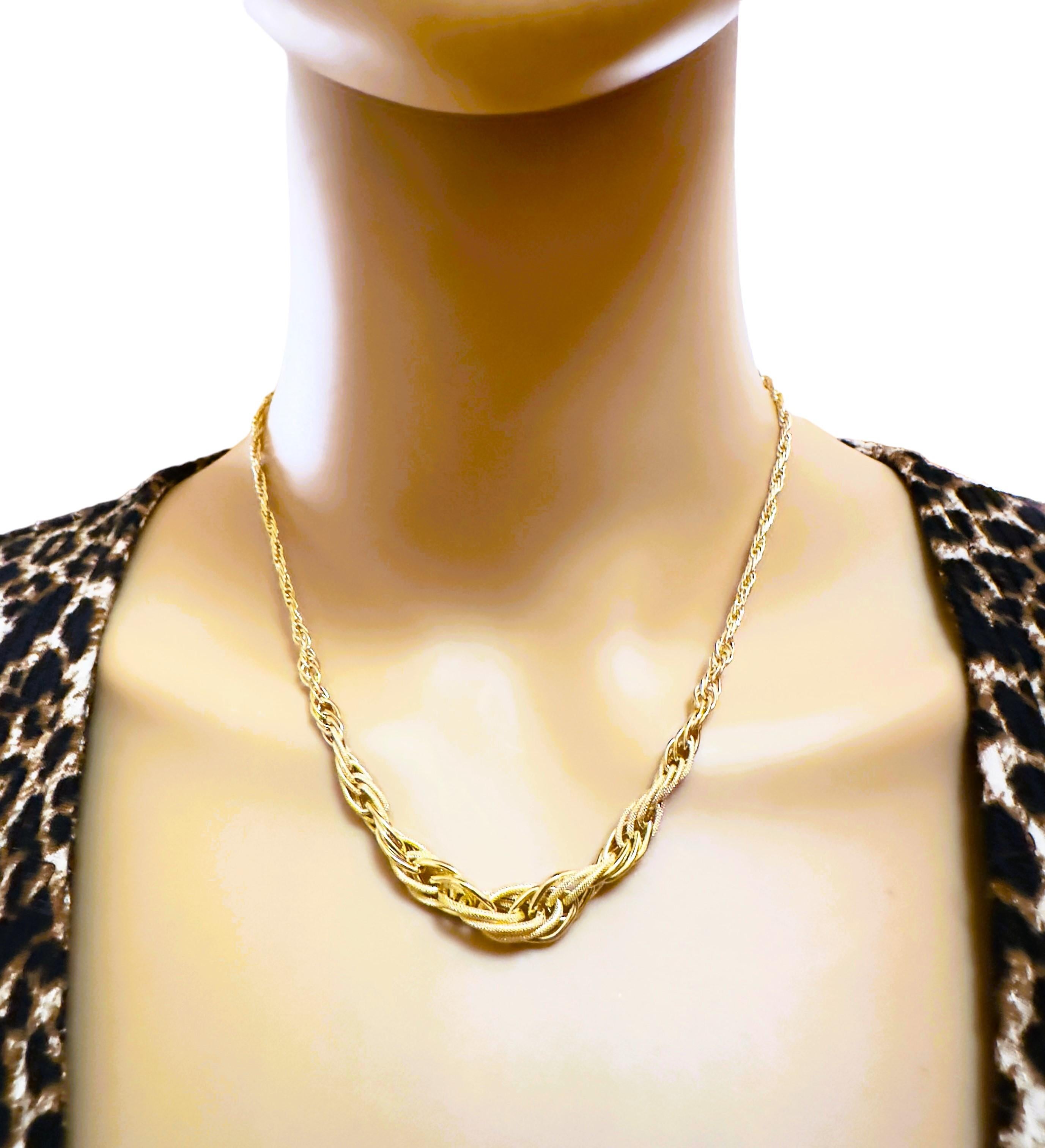 18 Karat italienisches Gelbgold abgestufte gewebte Halskette 17,25 Zoll lang Damen