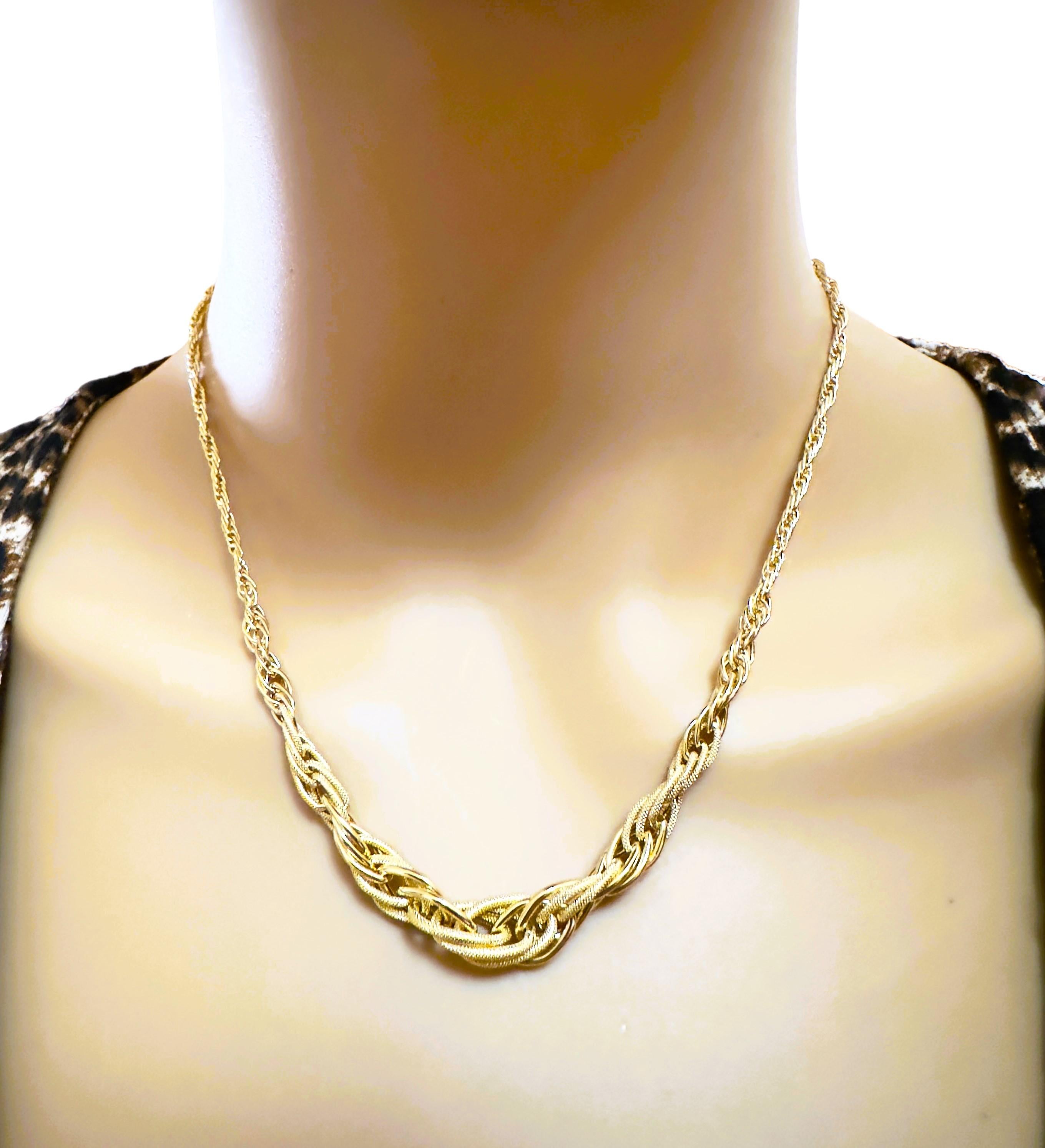 18 Karat italienisches Gelbgold abgestufte gewebte Halskette 17,25 Zoll lang 1