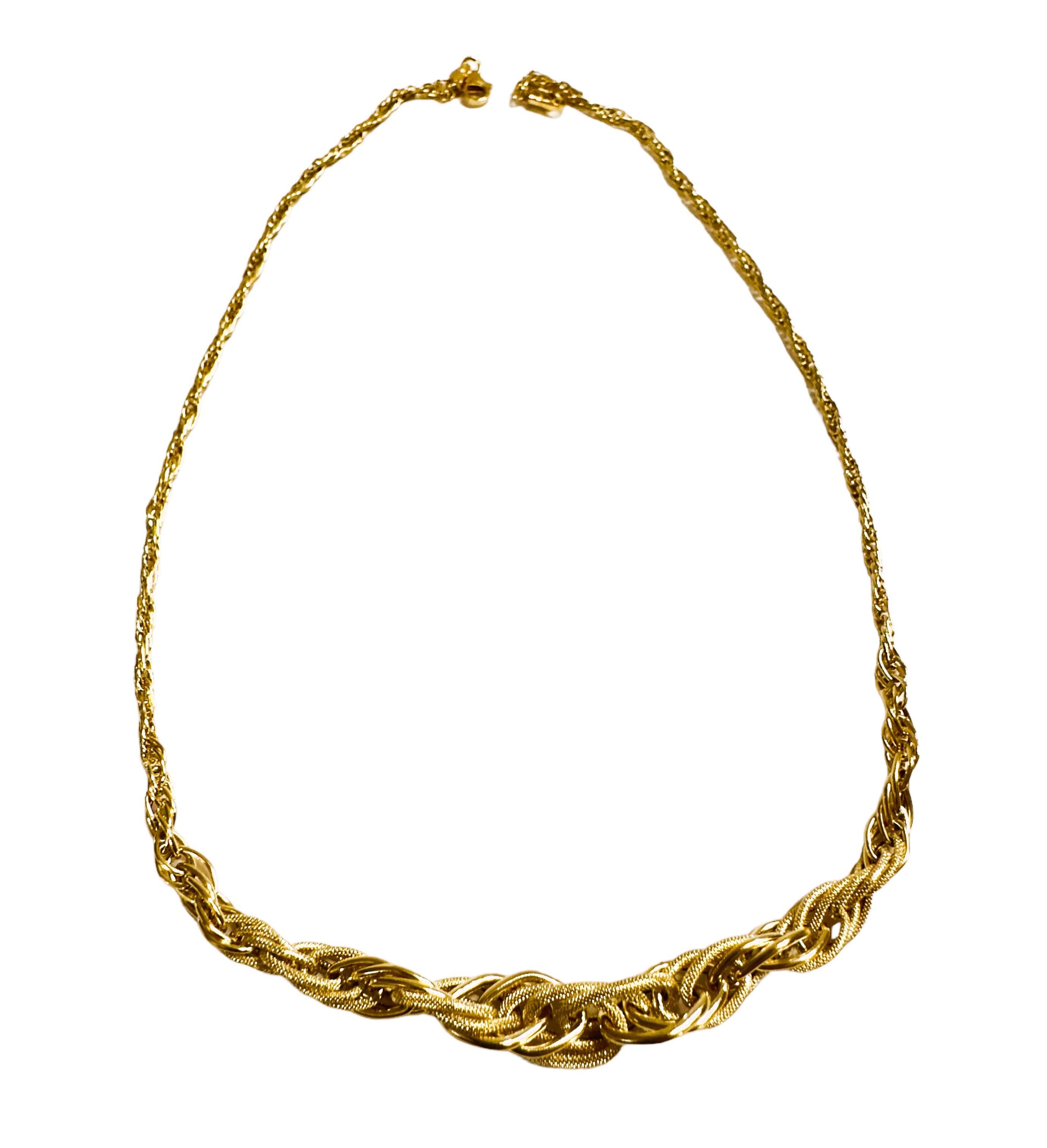 18 Karat italienisches Gelbgold abgestufte gewebte Halskette 17,25 Zoll lang 2