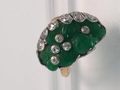 18 Karat Jade Diamond Statement Ring
