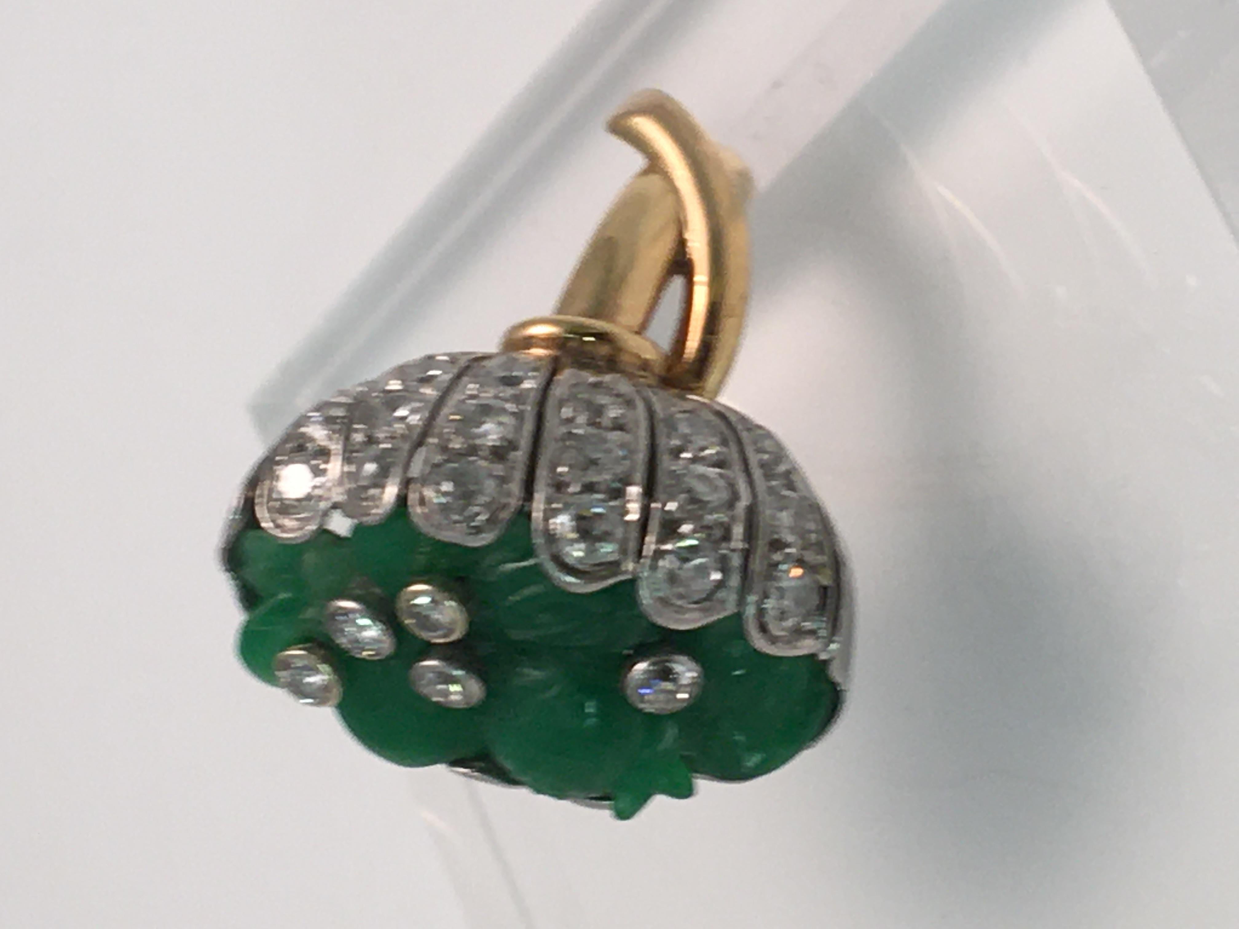 Women's or Men's 18 Karat Jade Diamond Statement Ring For Sale